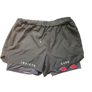 Invicta Kuru Mens Anime Double Layer Shorts Size 3XL Black Quick Dry Performance